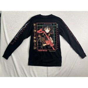 Vapor95 Sailor Saturn Anime Vaporwave Black Long Sleeve Crew Neck T-Shirt S